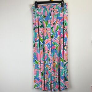 CeCe Multicolor Floral Elastic Waist Wide Leg Cropped Pants Size large